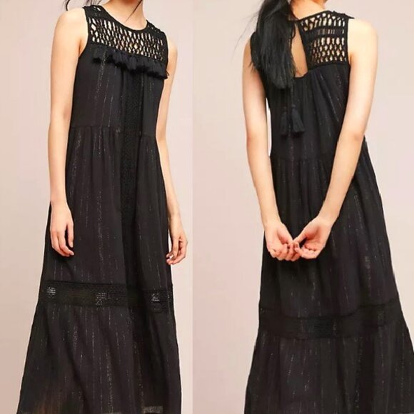Maeve Anthropologie 'Abilene' Crochet & Metallic Maxi Dress size XS - Picture 3 of 11